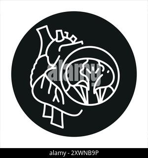 Mitral valve prolapse line black icon. Sign for web page, mobile app, button, logo. Vector isolated button. Editable stroke. Stock Vector