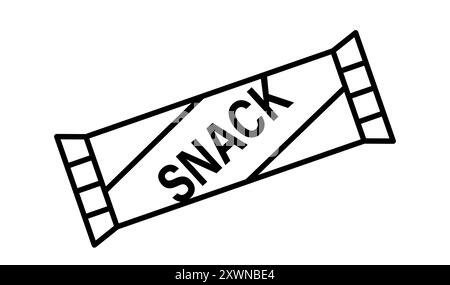 Wrapped protein snack bar Vector outline icon. Stock Vector