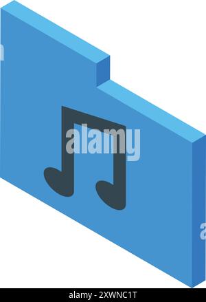 Blue digital folder for storing audio files, featuring a musical note symbol Stock Vector