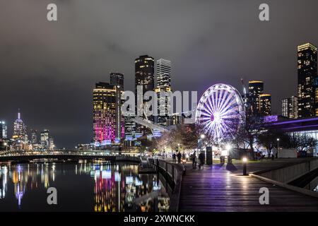 Melbourne CBD Night View in Australia Stock Photo