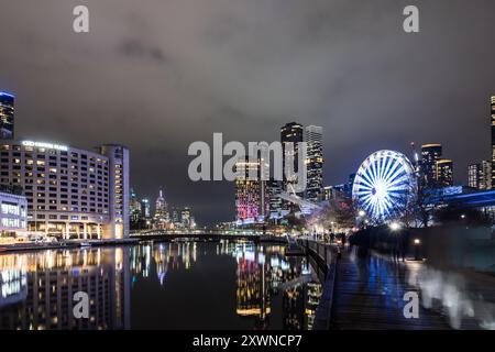 Melbourne CBD Night View in Australia Stock Photo