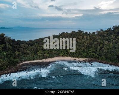 Koh Kradan island view from the west in on a wavy day of the rainy season Stock Photo