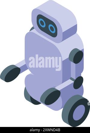 Modern robot moving on wheels isometric view Stock Vector