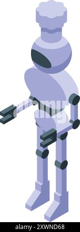 Robot chef wearing a toque is preparing food, showcasing the future of cooking Stock Vector