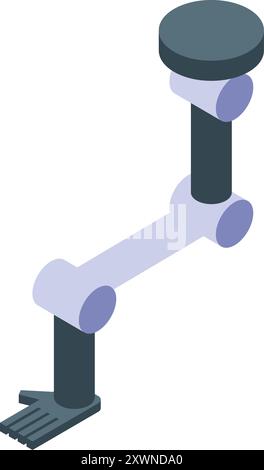 Robotic arm holding something in a factory Stock Vector