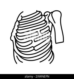 Broken ribs bone line black icon. Sign for web page, mobile app, button, logo. Vector isolated button. Editable stroke. Stock Vector