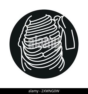 Broken ribs bone line black icon. Sign for web page, mobile app, button, logo. Vector isolated button. Editable stroke. Stock Vector