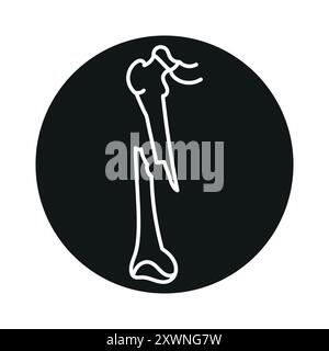 Femoral fracture line black icon. Sign for web page, mobile app, button, logo. Vector isolated button. Editable stroke. Stock Vector