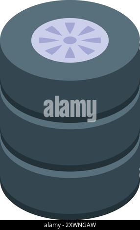 Big data storage system is being represented by a tire and disk drive, data protection concept Stock Vector