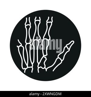Hand fracture line black icon. Sign for web page, mobile app, button, logo. Vector isolated button. Editable stroke. Stock Vector