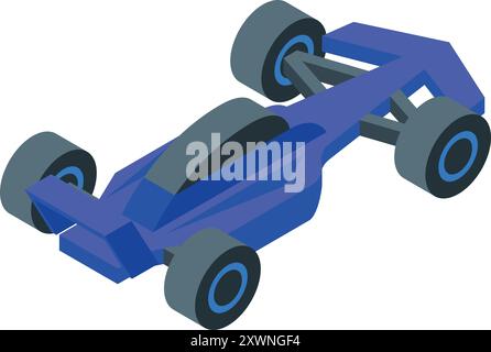 Blue racing car standing still in isometric view Stock Vector