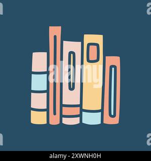 Doodle books shelf icon hand drawn in minimalistic style. Knowledge symbol Stock Vector