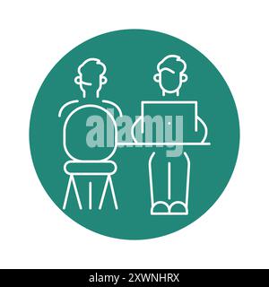 Interview line black icon. Sign for web page, mobile app, button, logo. Vector isolated button. Editable stroke. Stock Vector