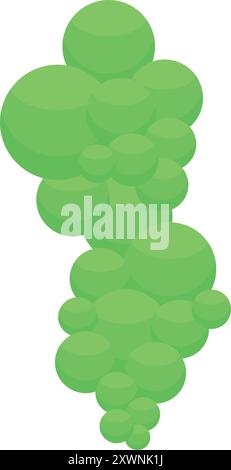 Green spheres are forming an abstract shape, perfect for backgrounds and design elements Stock Vector