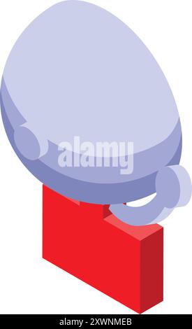 Satellite dish pointing to the sky on a red base isometric icon, communication concept Stock Vector