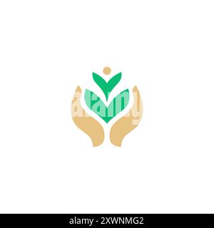 Organic Leaf Logo Design. Hand Growth Leaf Logo Stock Vector