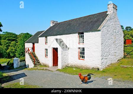 Ulster Folk and Transport Museum, Cultra, Belfast. Reconstructed 19th C Coshkib Hill Farm house originally near Cushendall Stock Photo