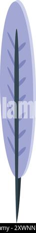 Light blue feather pen nib standing up in isometric view Stock Vector