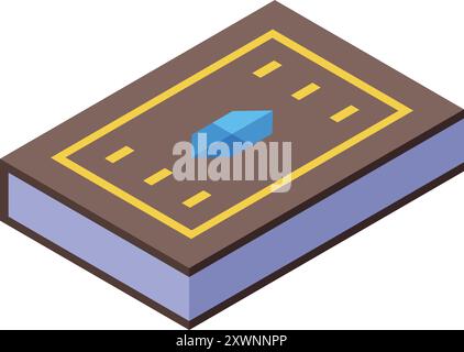 Isometric magic book with blue gem for role playing game interface Stock Vector