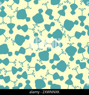Dress on mannequin pattern seamless. Beautiful womens sarafan on hanger background. Fashion texture Stock Vector