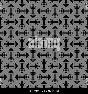 Dumbbell pattern seamless. Crossfit accessory sport Dumbbells background Stock Vector