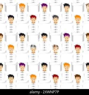Madman pattern seamless. Psychopath background. Patient in mental hospital ornament. Stock Vector