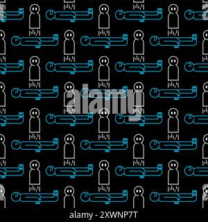 Soul flies out of body pattern seamless. Ghost and dead man background. Baby fabric texture Stock Vector