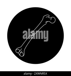 Closed bone fracture line icon. Vector isolated element. Editable stroke. Stock Vector