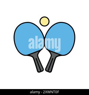 Table tennis (ping pong) line color icon. Sign for web page, mobile app, button, logo. Vector isolated button. Editable stroke. Stock Vector