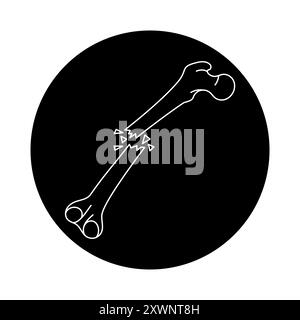 Open bone fracture line icon. Vector isolated element. Editable stroke. Stock Vector