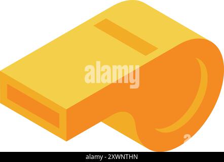 Yellow whistle is making a loud, high pitched sound, commonly used by a referee or official in a variety of sports and activities Stock Vector