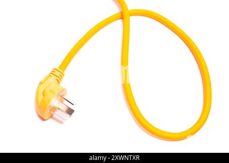 Three pin power plug isolated on white. Stock Photo