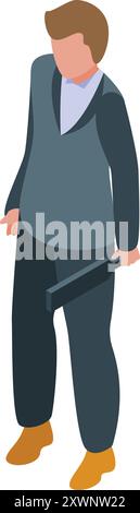 Security officer is holding a baton and guarding an entrance Stock Vector