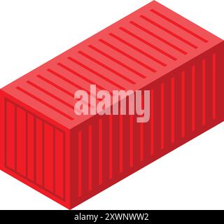 Large metal shipping container standing up, for transporting freight overseas on container ships Stock Vector