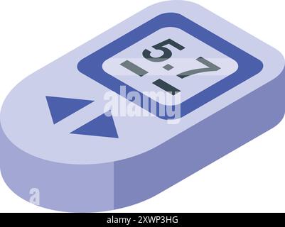 Glucose meter showing blood sugar level icon in isometric style isolated on white background Stock Vector