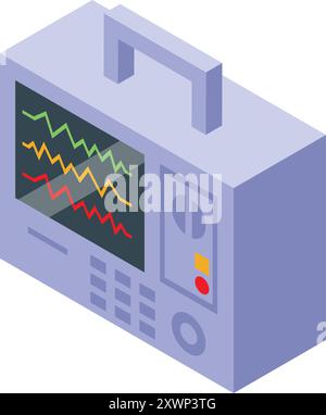 Medical device showing heart rate line on screen icon outline vector ...