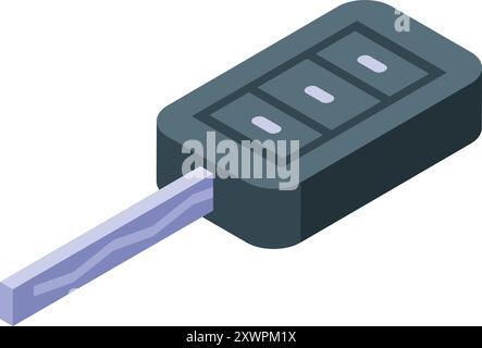 Smart car key with buttons is unlocking a vehicle with keyless entry system Stock Vector