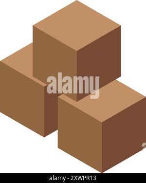 Three cardboard boxes forming a pyramid, symbolizing logistics, delivery, and storage Stock Vector
