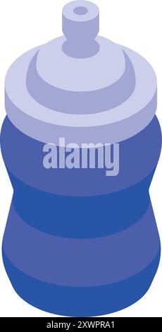 Blue sport bottle with white cap isometric style isolated on white background Stock Vector