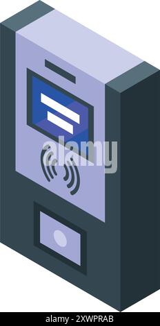 Parking payment terminal is accepting a contactless payment from a driver Stock Vector