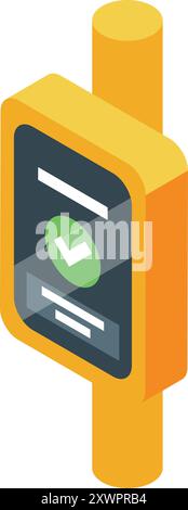 Electronic ticket validator showing a green check mark for public transport Stock Vector