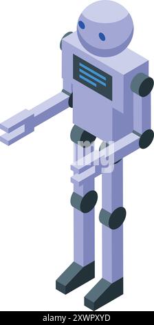 Modern robot standing and moving its arms in an isometric view Stock Vector