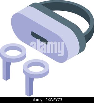 Modern vr headset with controllers is creating an immersive virtual reality experience Stock Vector