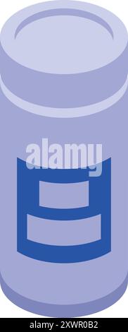 Blue protein jar in isometric style, perfect for fitness and sport designs Stock Vector