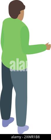 Young man is gesturing with his hand outstretched as if showing something to someone Stock Vector
