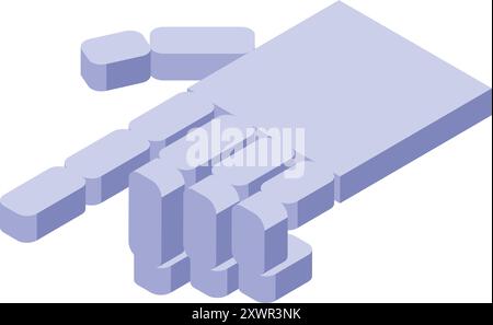 Robot hand pointing finger showing direction in isometric view Stock Vector