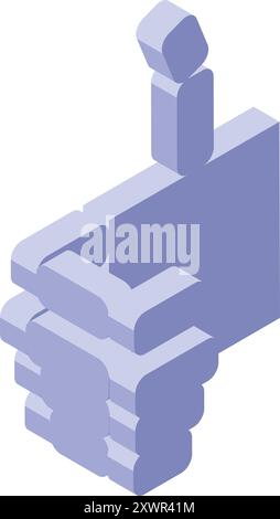 Thumbs up sign composed of rectangular blocks 3d isometric Stock Vector