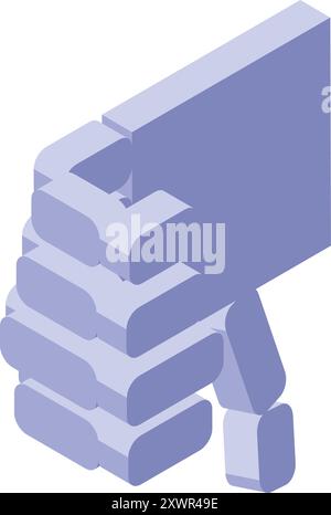 Purple thumbs down gesture, expressing disapproval in a clear and universally understood way Stock Vector