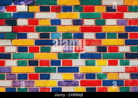 Multicolor brick wall pattern as design element background Stock Photo