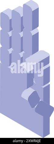 Hand gesturing number four with fingers icon in isometric style Stock Vector